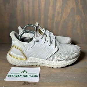 Adidas Womens Ultraboost 20 Running Shoes White Gold FV8351 Knit Lace Up 6M